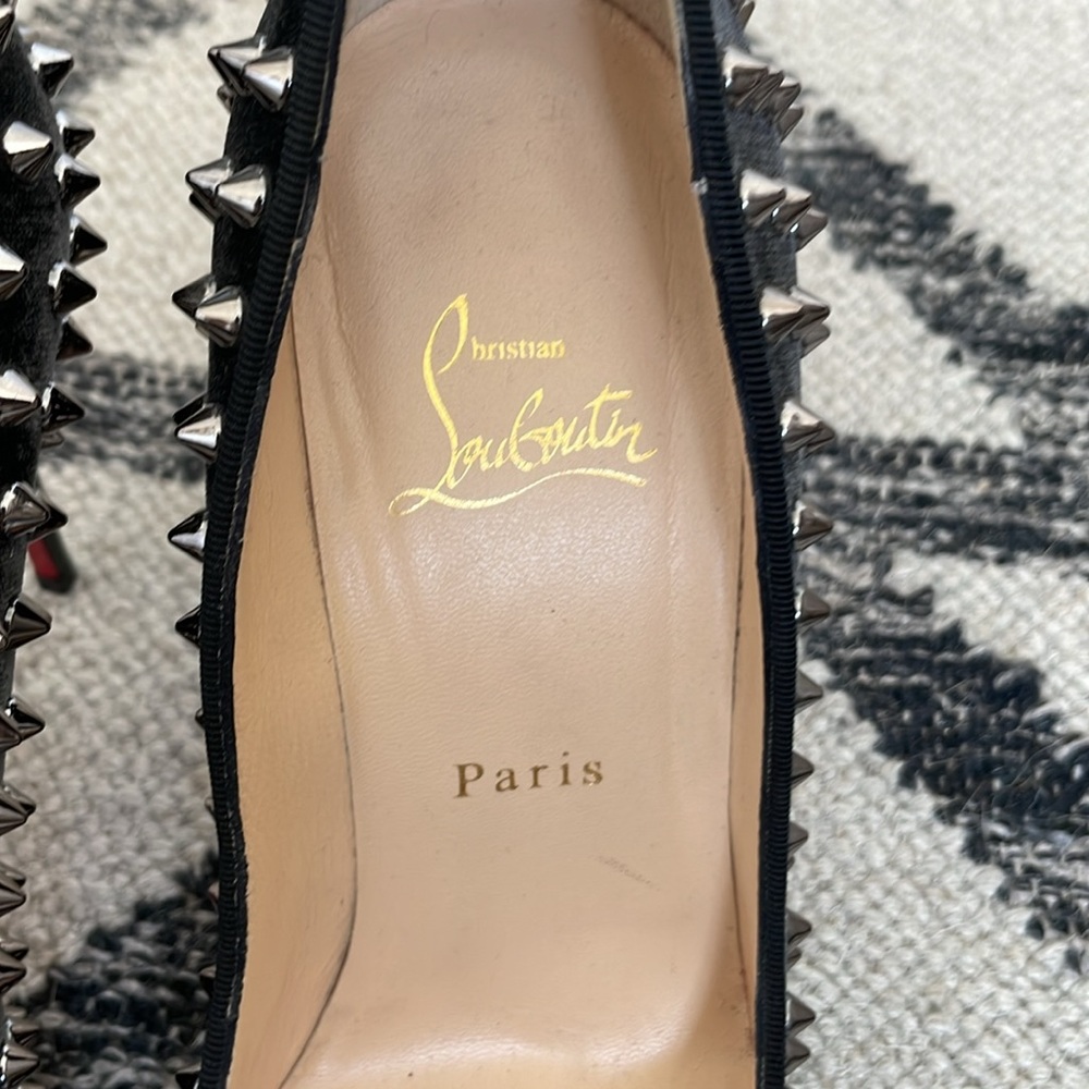 Christian Louboutin Black Heels with Silver Studs - Picture 5 of 9